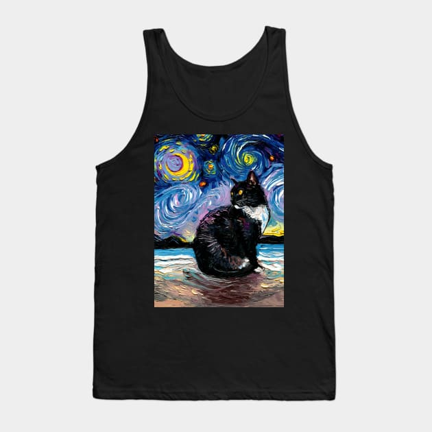 Black Tuxedo Cat Night 2 Tank Top by sagittariusgallery